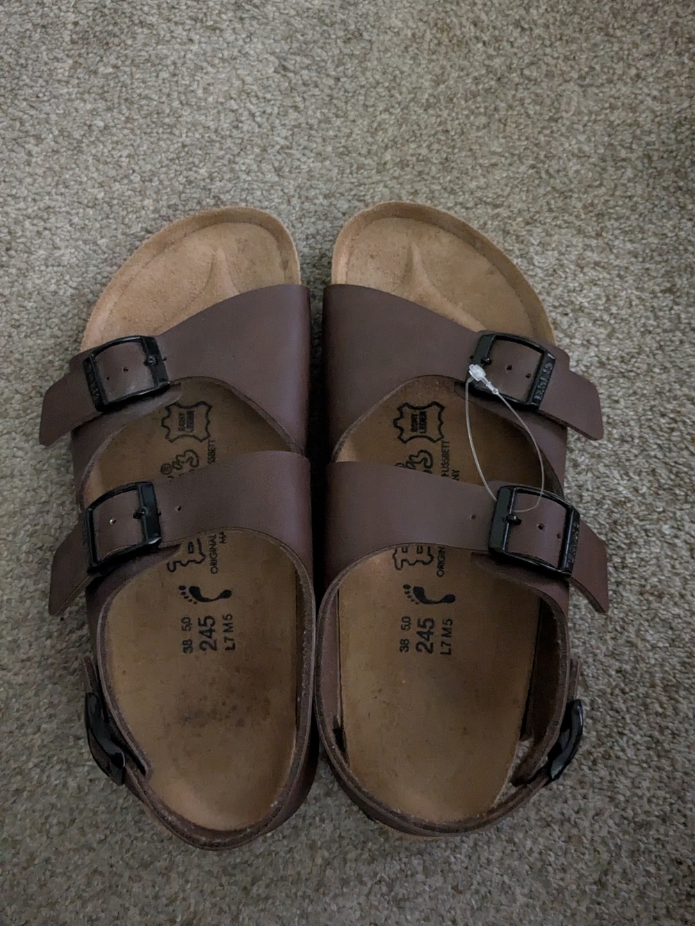 NEW Birkenstock BIRKI’S BROWN Double Straps Sandals  L7/M5